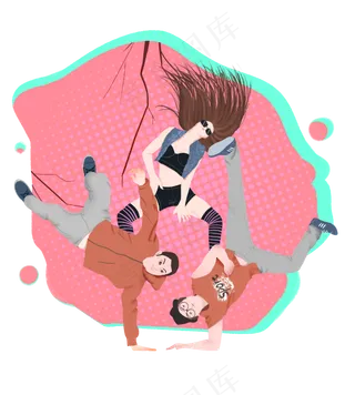 街头街舞运动荧光青春运动技巧潮,免抠元素