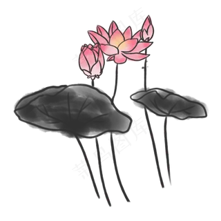 中国传统水墨荷花