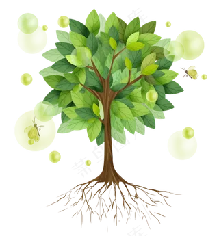 世界环保日大树和氧气,免抠元素