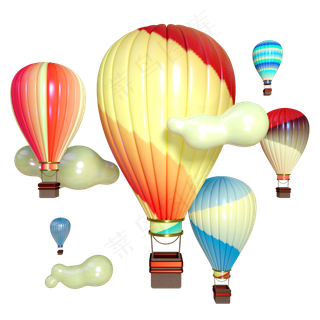 五四年彩色热气球电商设计气球