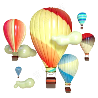 五四年彩色热气球电商设计气球