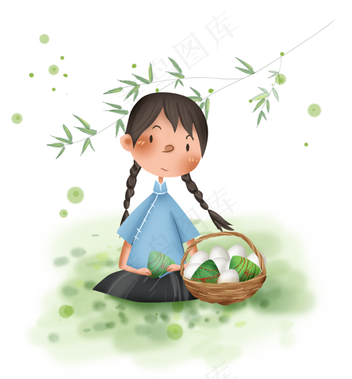 端午节拿粽子的民国少女