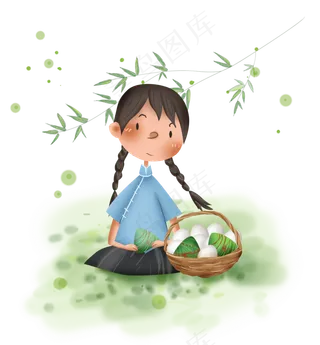 端午节拿粽子的民国少女