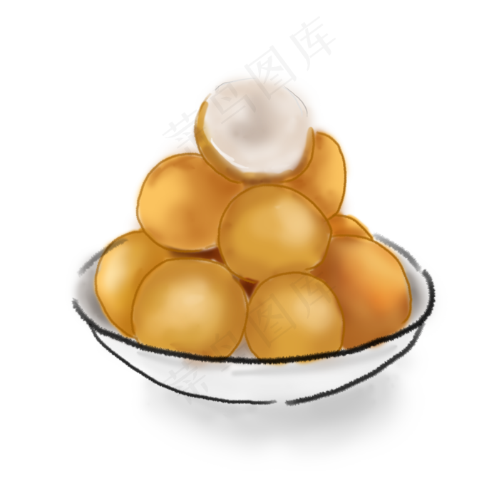 中国风水墨水果龙眼