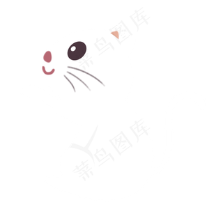 盛夏处暑清凉白色猫咪侧脸手绘插