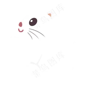 盛夏处暑清凉白色猫咪侧脸手绘插