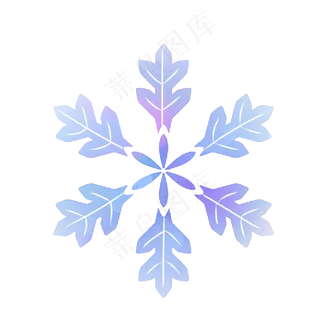 圣诞节手绘水彩蓝色雪花