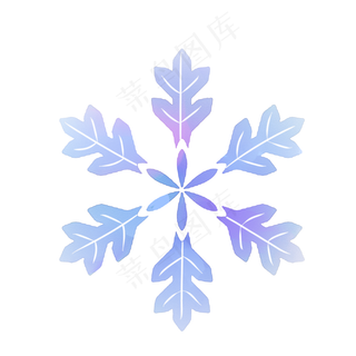 圣诞节手绘水彩蓝色雪花