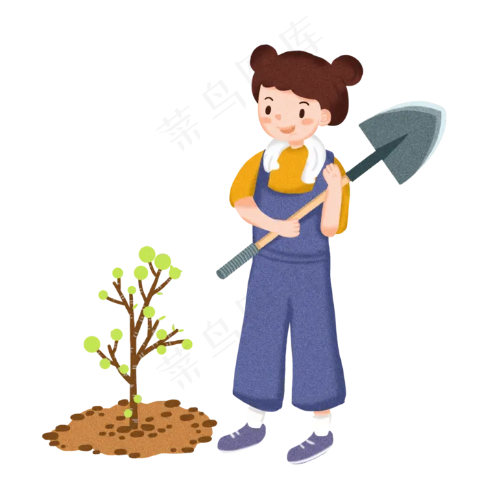 创意植树节种植女孩人物,免抠元素(2000X2000(DPI:300))psd模版下载