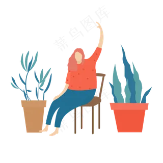 椅子上的女人免抠素材