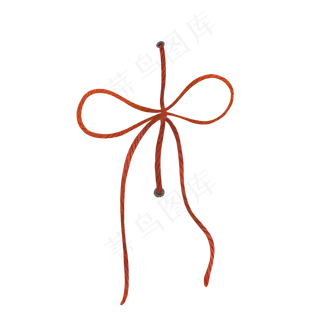 红色绳子蝴蝶结绳子,免抠元素