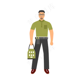 劳动节手绘风简洁绿色劳动工人元