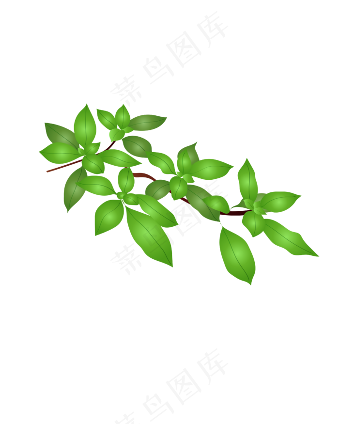 春夏大树树叶绿色手绘,免抠元素