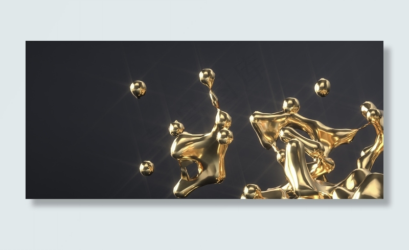 C4D立体简约黄金液体黑金电商通用
