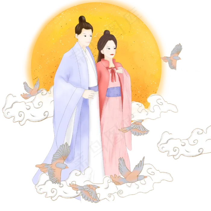 七夕牛郎织女(3000X3000(DPI:300))psd模版下载