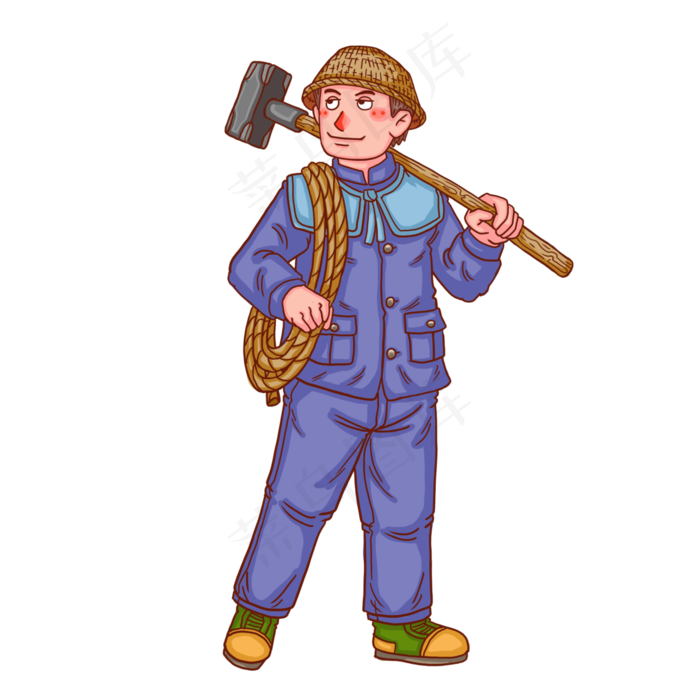 五一劳动节人物男建筑工人(3000X3000(DPI:300))psd模版下载