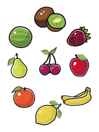矢量简约小清新水果集合可商用元