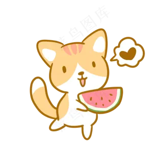 拿着西瓜的橘猫
