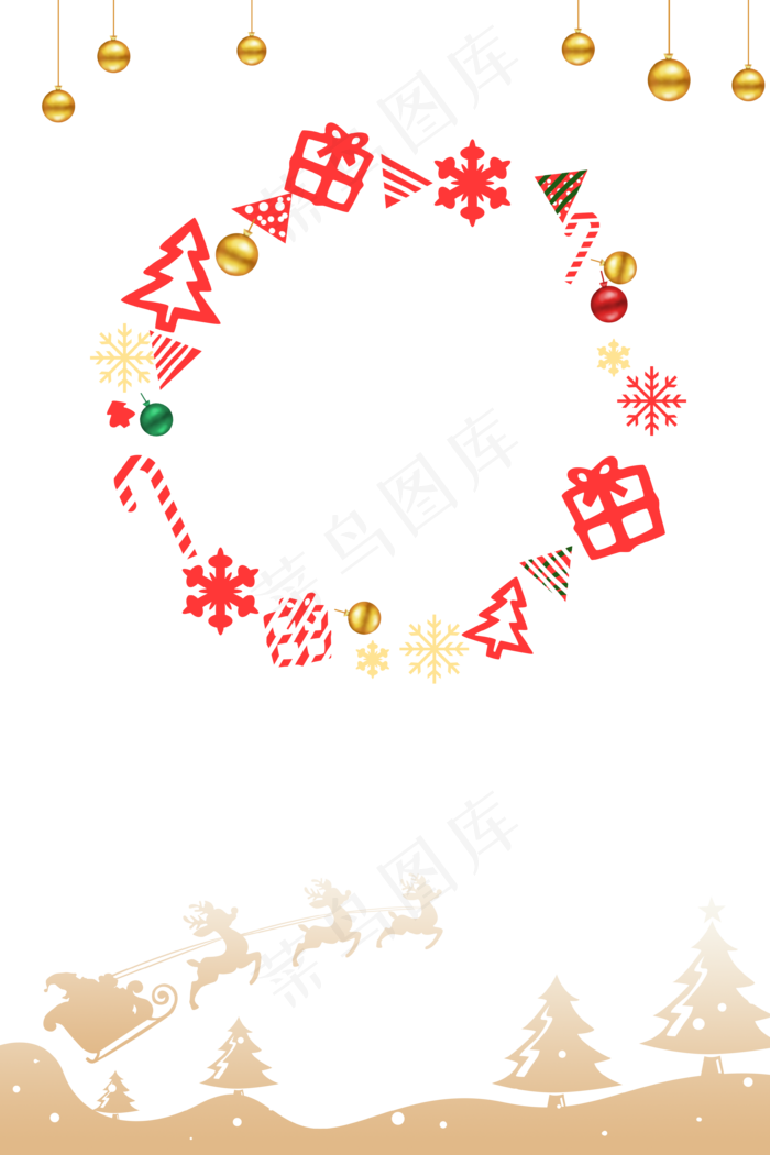 红色主题圣诞节边框,免抠元素