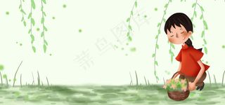 二十四节气春分简约文艺banner