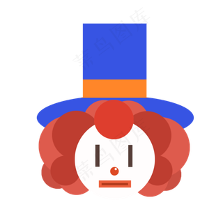 愚人节扁平化几何小丑,免抠元素