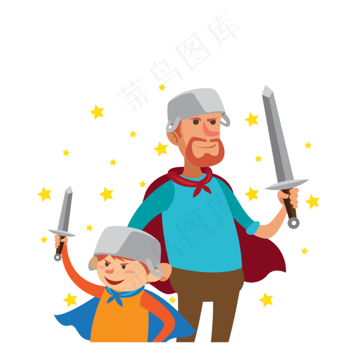 骑士父子矢量素材