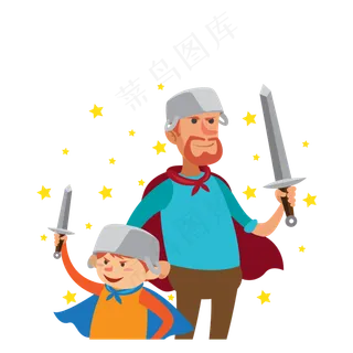 骑士父子矢量素材