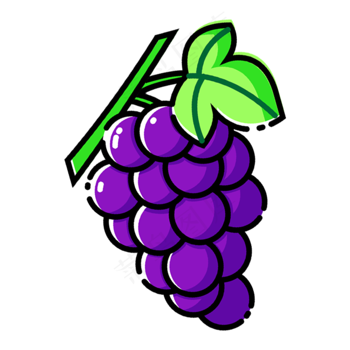 手绘卡通葡萄png(2000X2000(DPI:300))psd模版下载