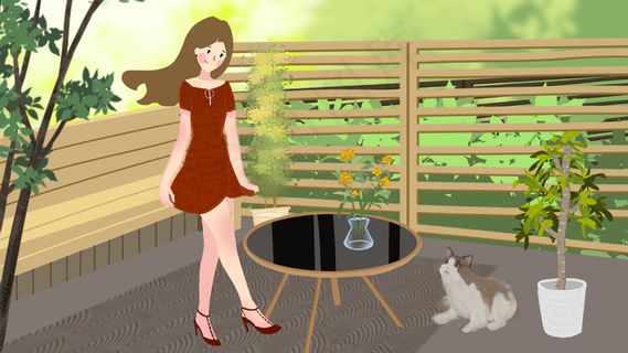 五一劳动节放假阳台女孩