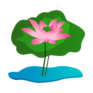 矢量卡通粉色莲花