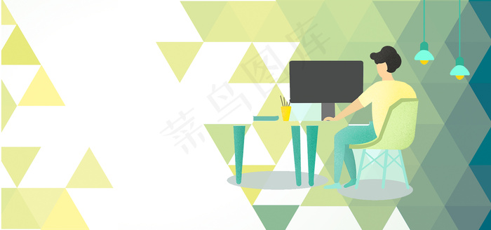 扁平现代多边形人物办公宣传背景
