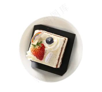盘子里的草莓水果蛋糕