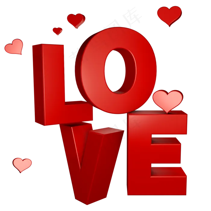 LOVE立体字,免抠元素(2000*2000px 300 dpi )psd模版下载
