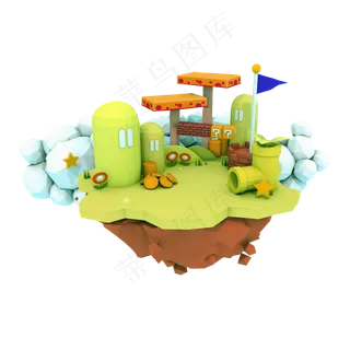 悬空岛上的童话住房,免抠元素