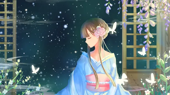 蓝色唯美卡通治愈静谧夏季夜晚春季花卉配图 蓝色唯美卡通治愈静谧夏季夜晚春季花卉配图