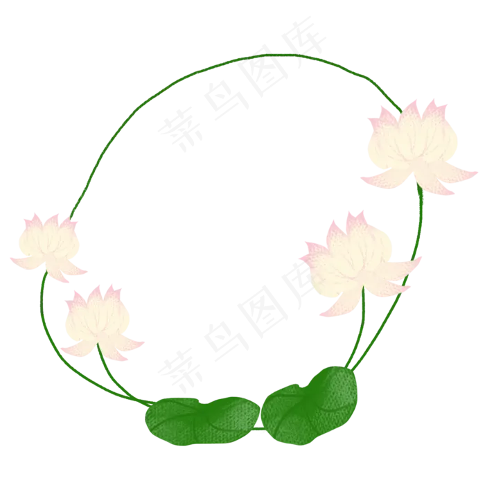 荷花边框png素材(2000X2000(DPI:300))psd模版下载