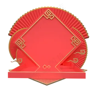 红色金色电商舞台,免抠元素