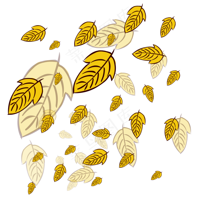 手绘植物树叶漂浮的叶子
