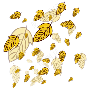 手绘植物树叶漂浮的叶子