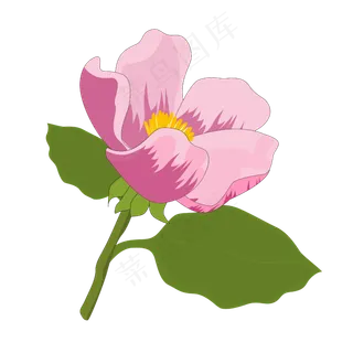 卡通免扣粉色花朵