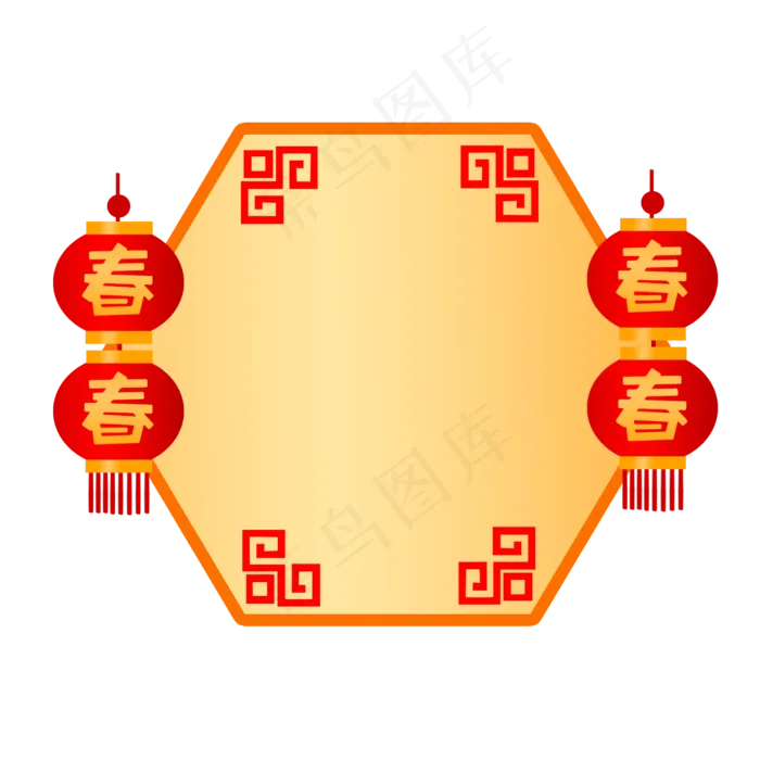 新年红色灯笼边框(2000*2000px)psd模版下载