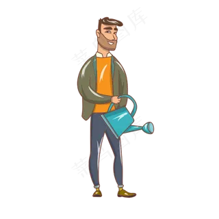 植树节浇水的男孩