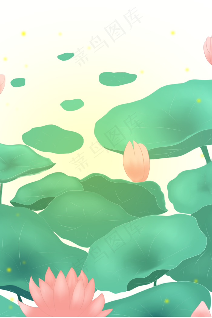 夏季绿色荷花荷叶PNG图(2000X3000(DPI:300))psd模版下载