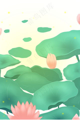 夏季绿色荷花荷叶PNG图