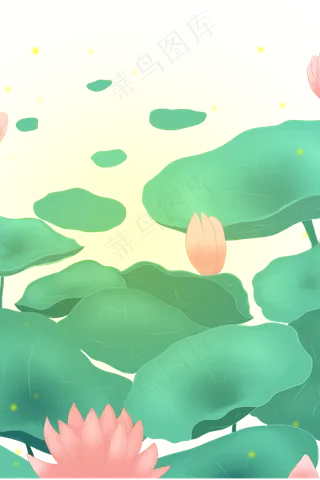 夏季绿色荷花荷叶PNG图