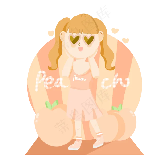 夏日水果女孩水蜜桃(3000X3000(DPI:300))psd模版下载