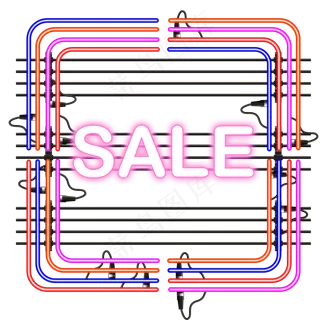 618边框霓虹灯促销图标装饰图案