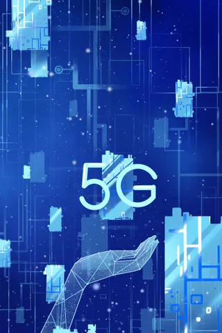 蓝色唯美卡通治愈5G科技概念扁平信号配图