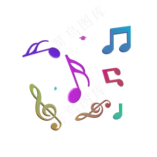 漂浮彩色音符元素,免抠元素