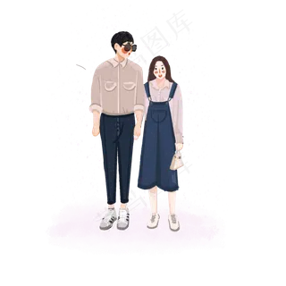 浪漫樱花飘飞下手牵手约会的小情